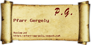 Pfarr Gergely névjegykártya